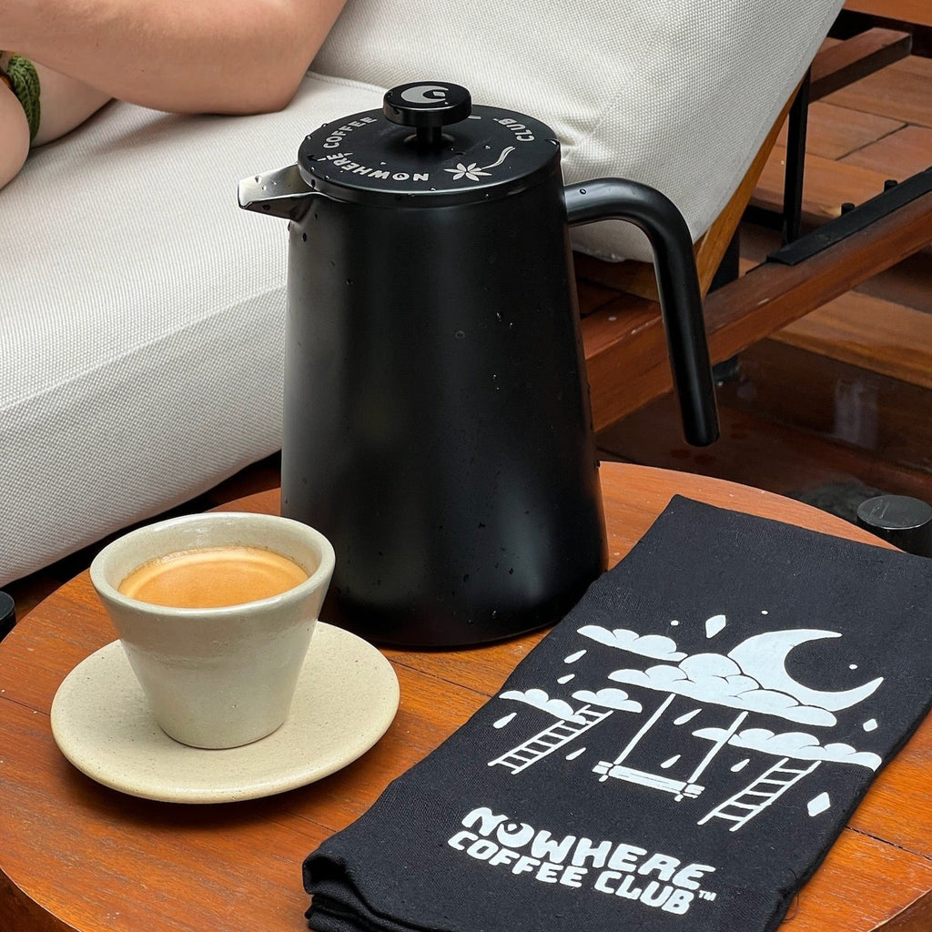 Nowhere Coffee Club French Press poolside